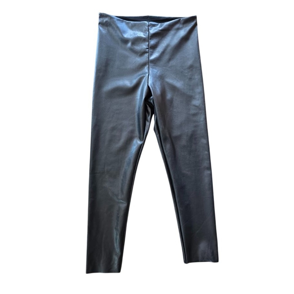 Joie Black Faux Leather Leggings High Rise Women XL Full Stretch Chic Edgy Moto